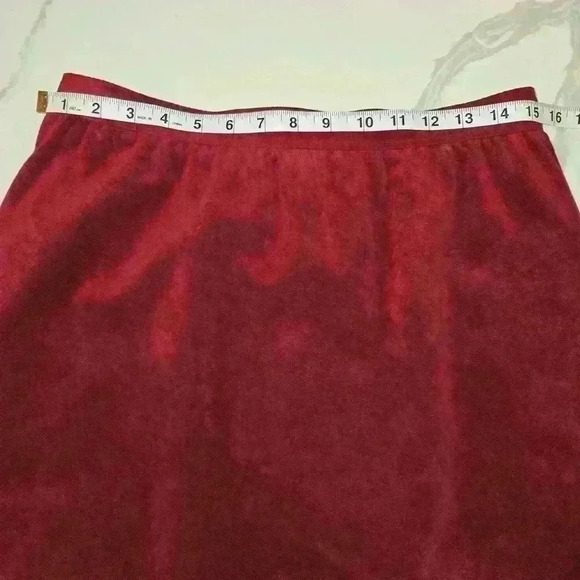 VTG Ultra Suede Womens Midi Maroon Skirt A-Line Size 30 Waist Made in the USA - Picture 6 of 8